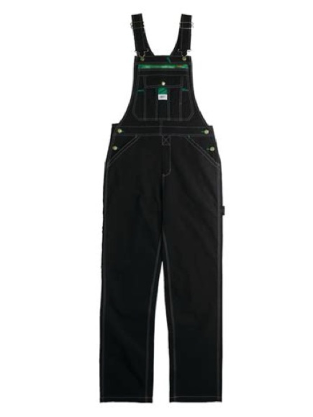 Liberty Bib Duck Black Workwear Overalls with Green Trim